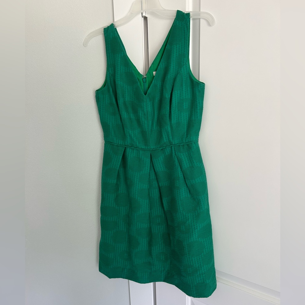 J. Crew Green A-Line Business Casual Dress
